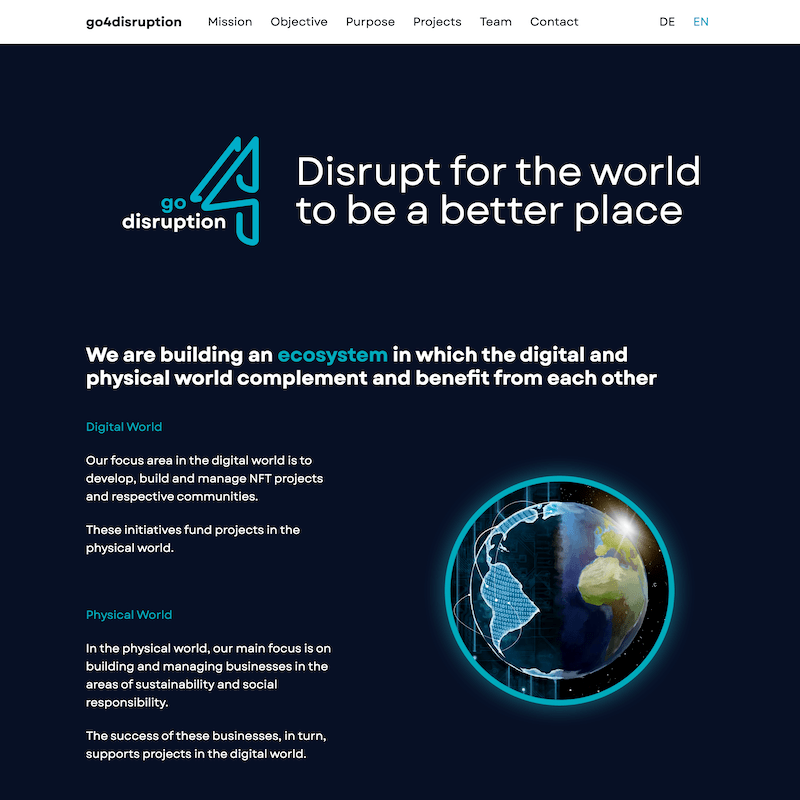 A screenshot of the go4disruption website