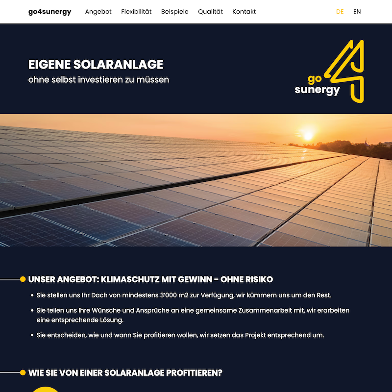 A screenshot of the go4sunergy website